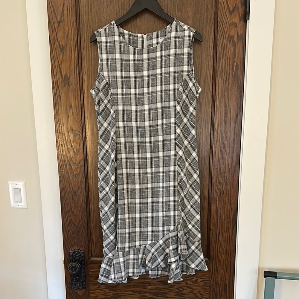 Lesley Evers Black and White Checkered Dress Size Large